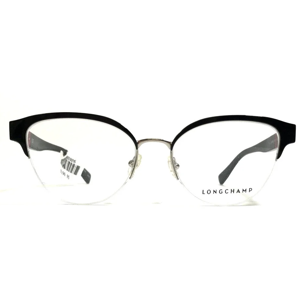 Longchamp Eyeglasses Frames LO2110 001 Black Round Half Rim 53-17-140
